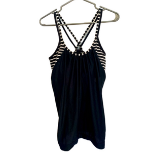 ATHLETA Hidden Agenda Black Athletic Tank Top Size Large Built In Bra